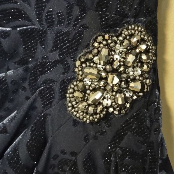 Alex Evenings Embellished Side Ruched Shift Dress Navy 8 - Picture 5 of 10